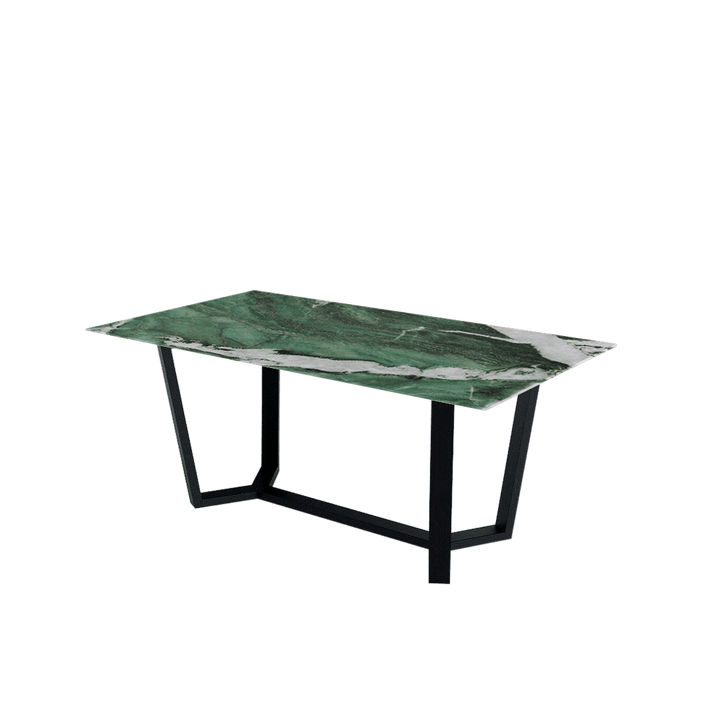 Rectangular Marble Dining Table 1.8×1.0m | Black Metal Splay-Leg Base