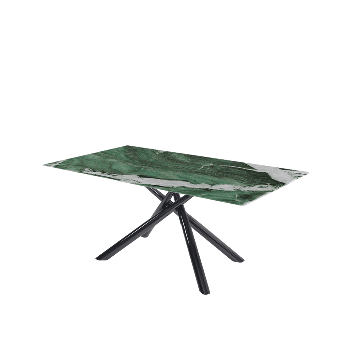 Rectangular Marble Dining Table 1.8×1.0m | Black Glossy Spider Base