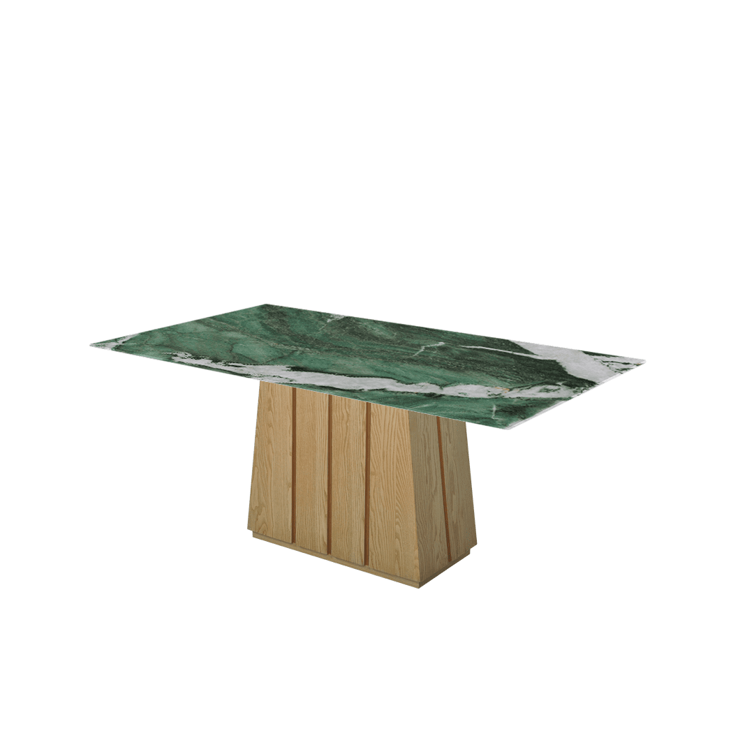 Rectangular Marble Dining Table 1.8×1.0m | Ash Wood Panel Base