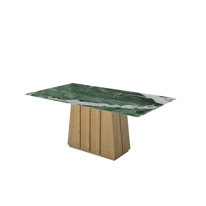 Rectangular Marble Dining Table 1.8×1.0m | Ash Wood Panel Base
