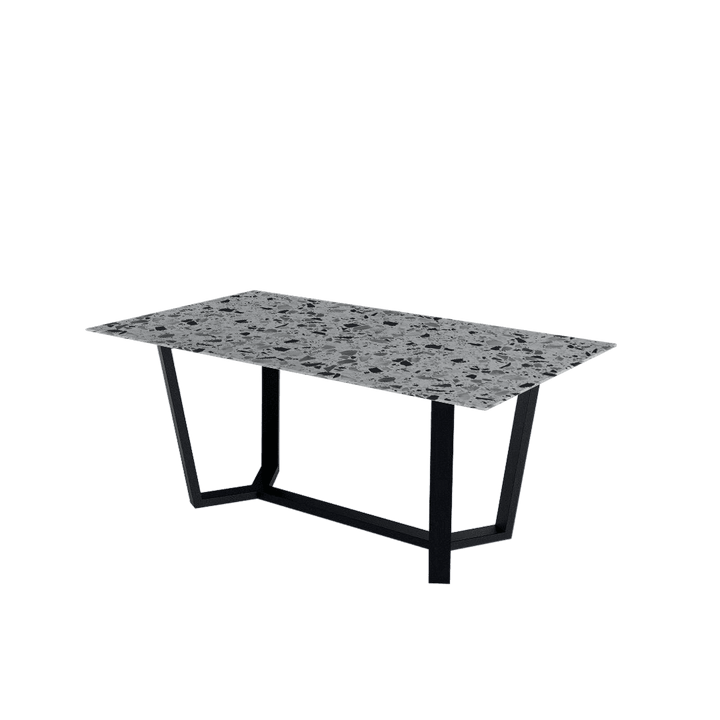 Rectangular Marble Dining Table 1.8×1.0m | Black Metal Splay-Leg Base