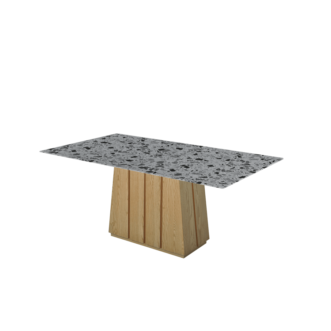 Rectangular Marble Dining Table 1.8×1.0m | Ash Wood Panel Base