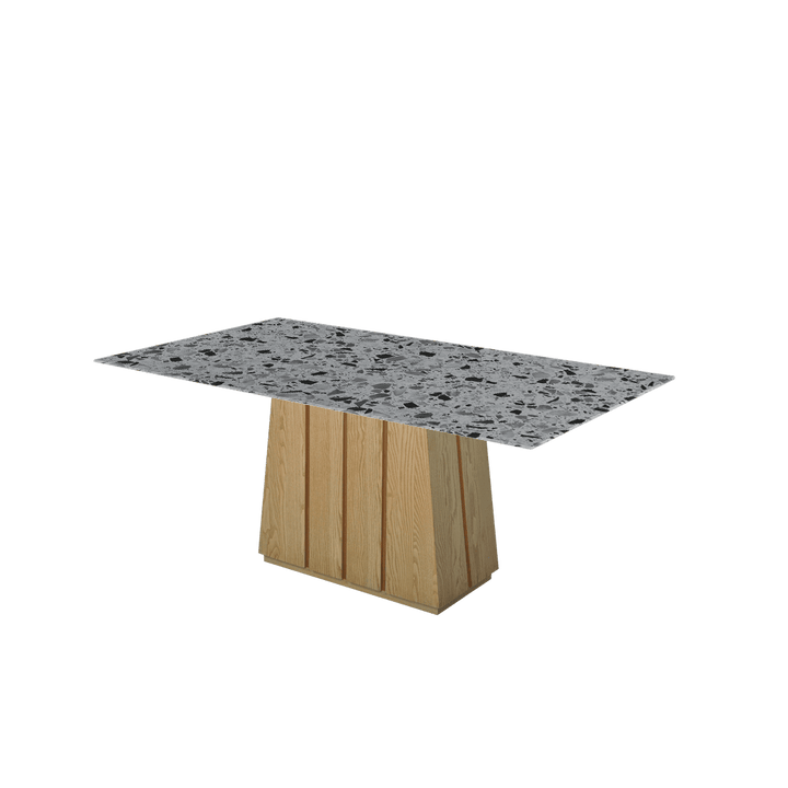 Rectangular Marble Dining Table 1.8×1.0m | Ash Wood Panel Base