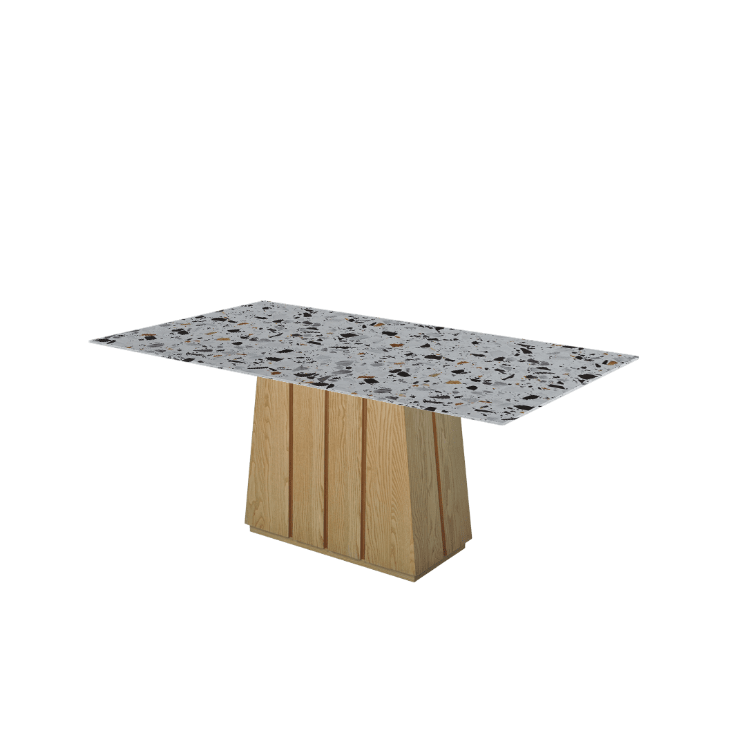 Rectangular Marble Dining Table 1.8×1.0m | Ash Wood Panel Base