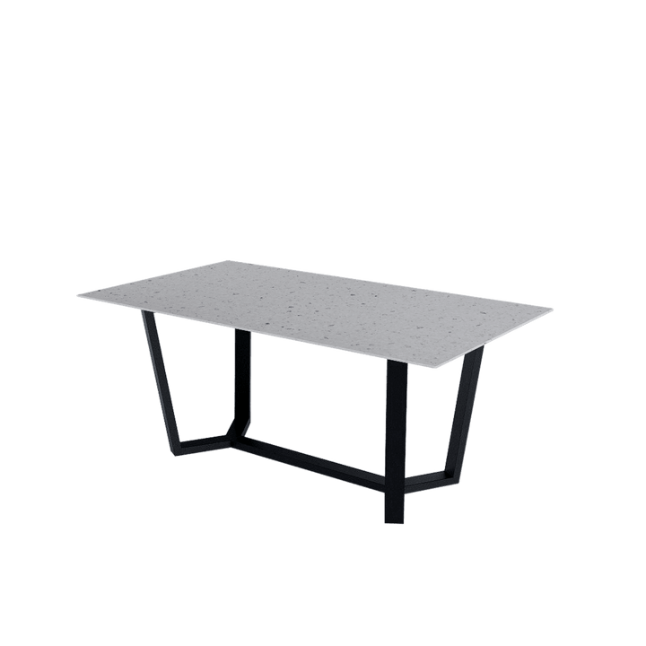 Rectangular Marble Dining Table 1.8×1.0m | Black Metal Splay-Leg Base