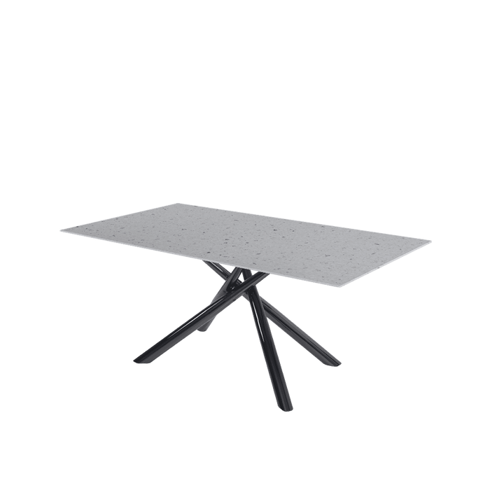 Rectangular Marble Dining Table 1.8×1.0m | Black Glossy Spider Base