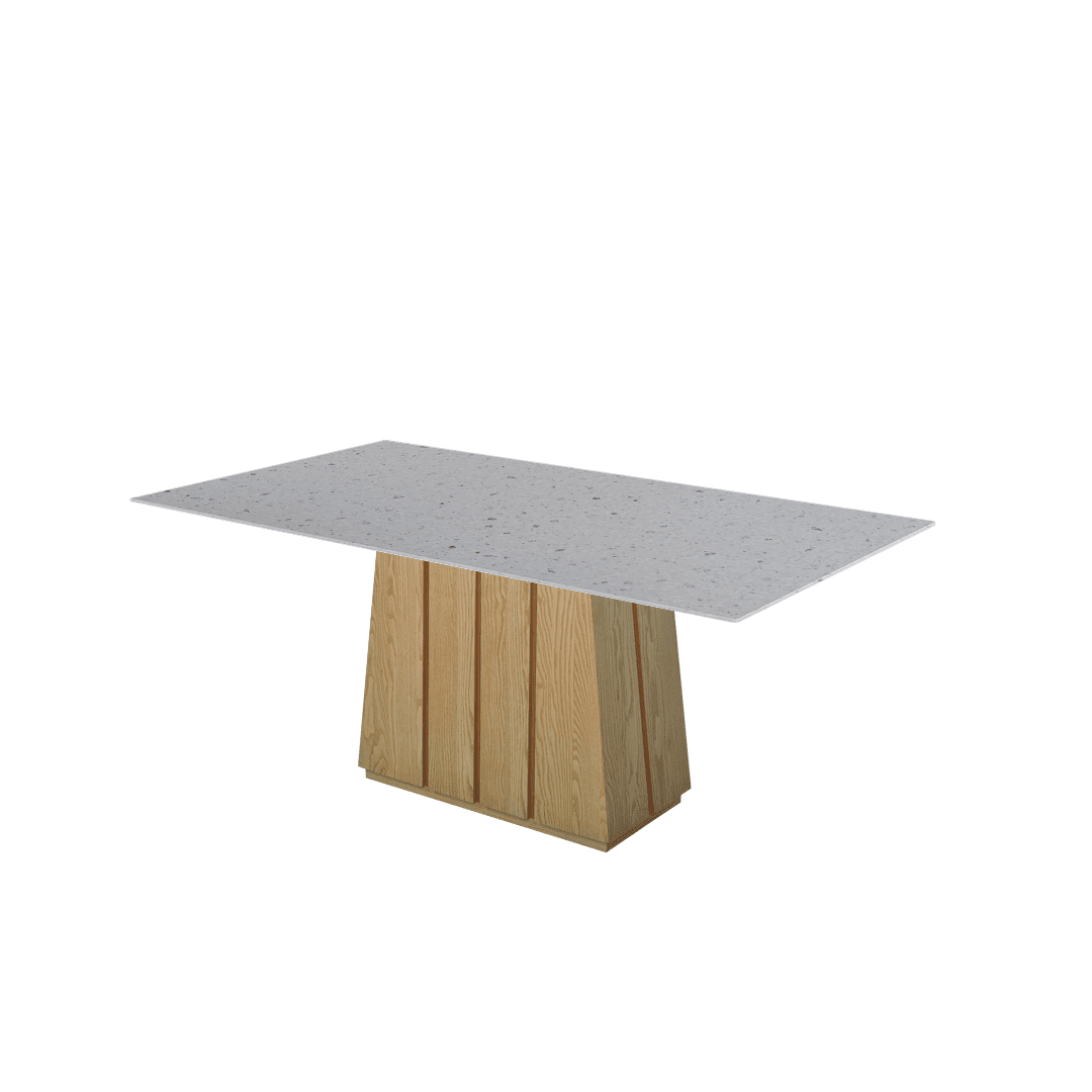 Rectangular Marble Dining Table 1.8×1.0m | Ash Wood Panel Base