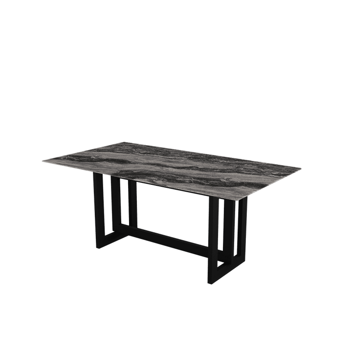 Rectangular Marble Dining Table 1.8×1.0m | Black Metal Frame Base