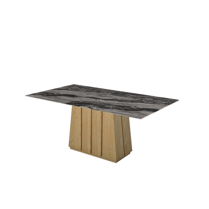 Rectangular Marble Dining Table 1.8×1.0m | Ash Wood Panel Base