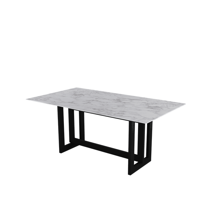 Rectangular Marble Dining Table 1.8×1.0m | Black Metal Frame Base