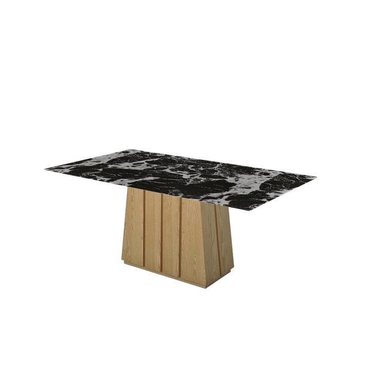 Rectangular Marble Dining Table 1.8×1.0m | Ash Wood Panel Base