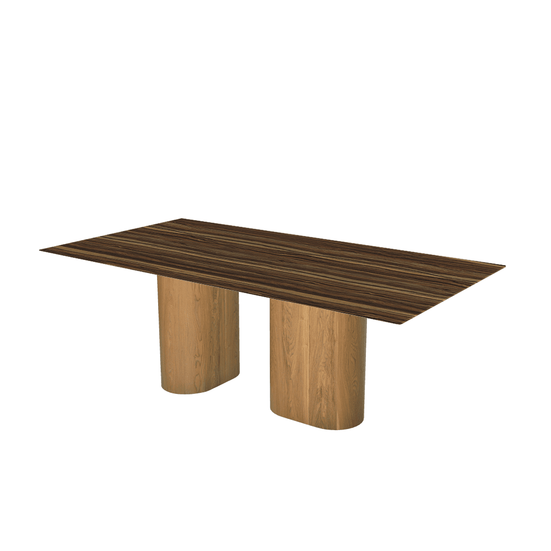 Rectangular Marble Dining Table 2.1×1.1m | Ash Wood Block Base