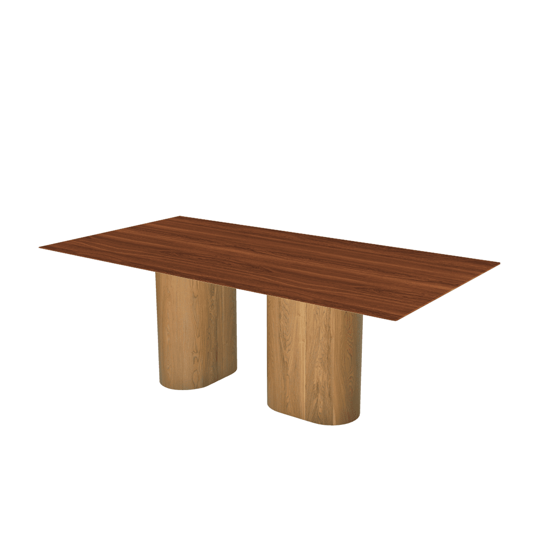 Rectangular Marble Dining Table 2.1×1.1m | Ash Wood Block Base