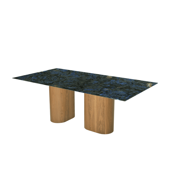 Rectangular Marble Dining Table 2.1×1.1m | Ash Wood Block Base