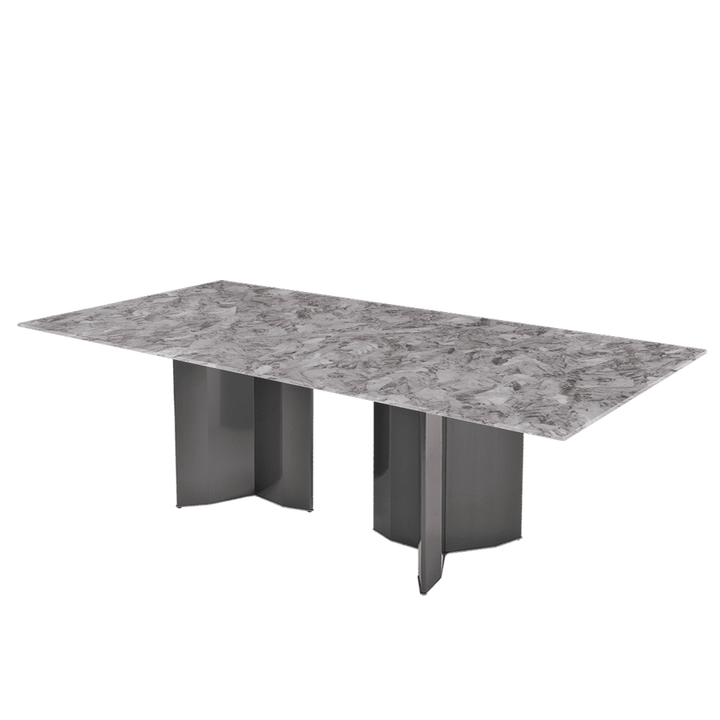 Rectangular Marble Dining Table 2.4×1.2m | Black Titanium Steel Base