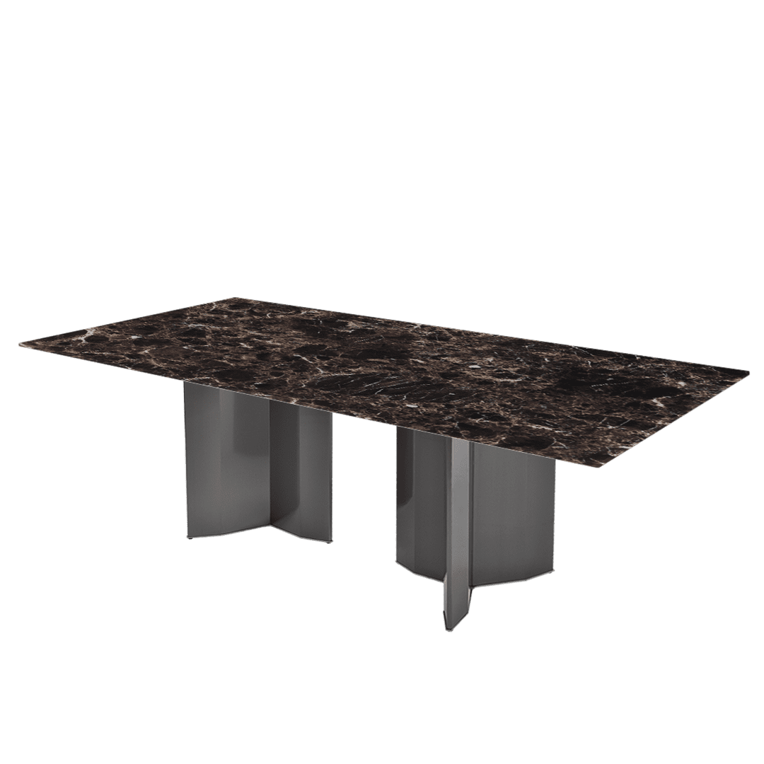 Rectangular Marble Dining Table 2.4×1.2m | Black Titanium Steel Base