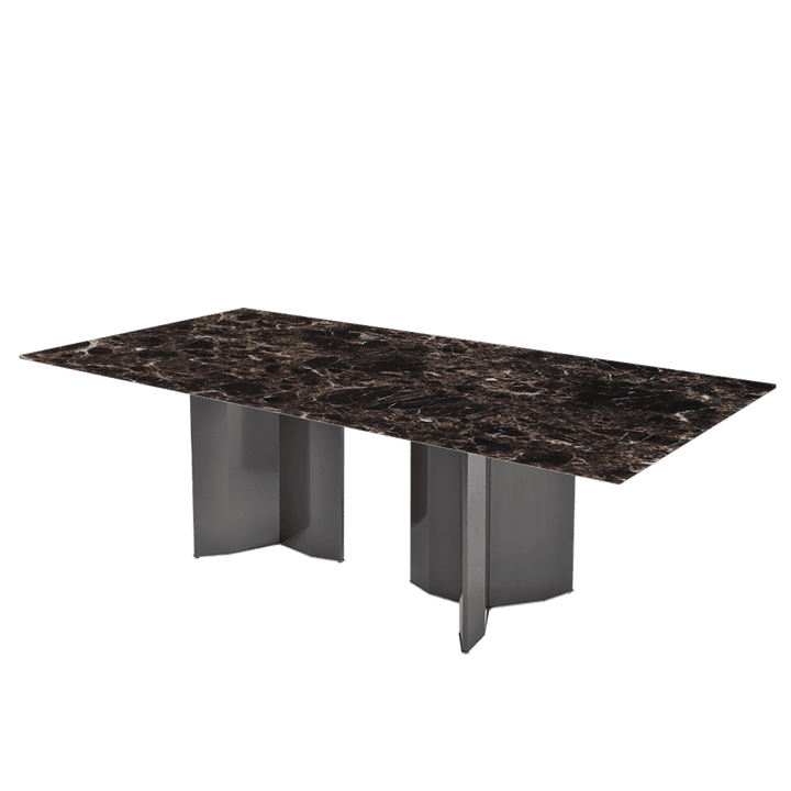 Rectangular Marble Dining Table 2.4×1.2m | Black Titanium Steel Base