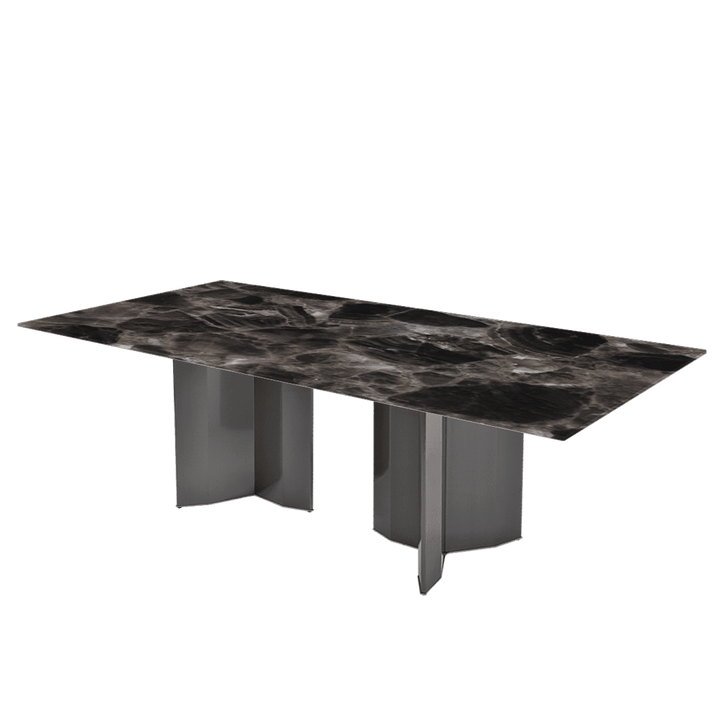 Rectangular Marble Dining Table 2.4×1.2m | Black Titanium Steel Base