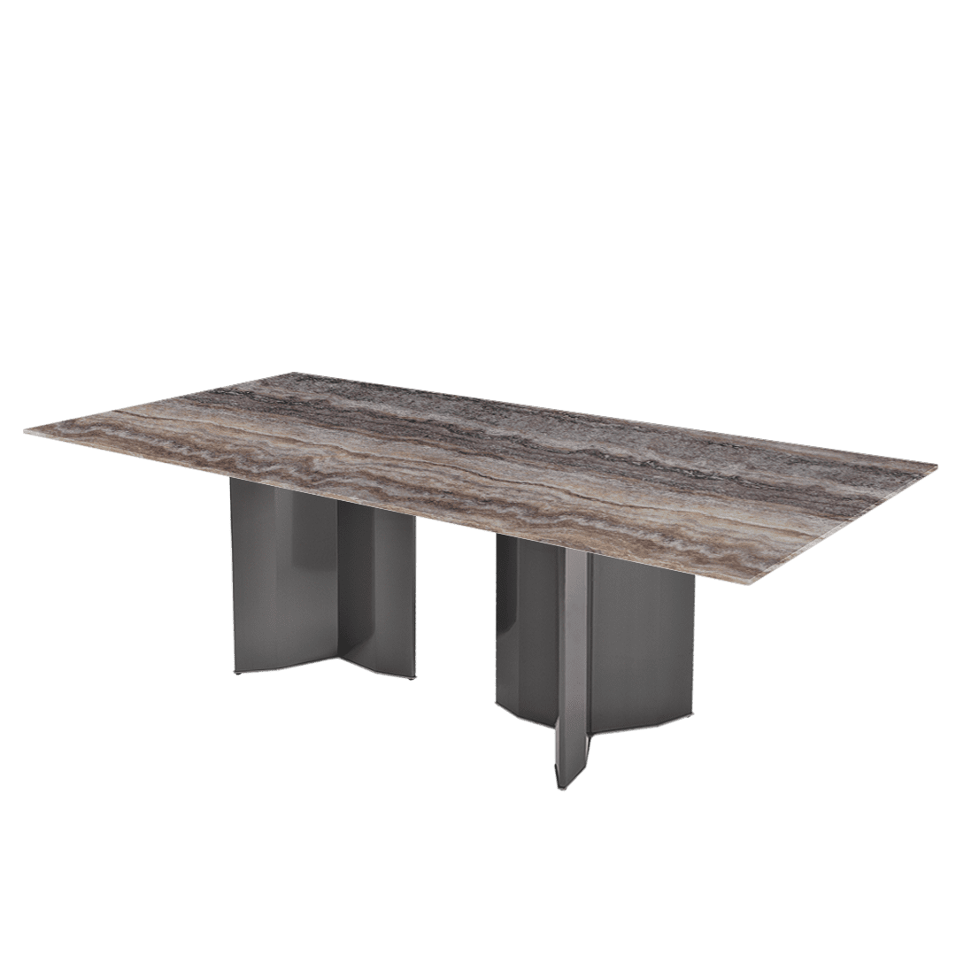 Rectangular Marble Dining Table 2.4×1.2m | Black Titanium Steel Base