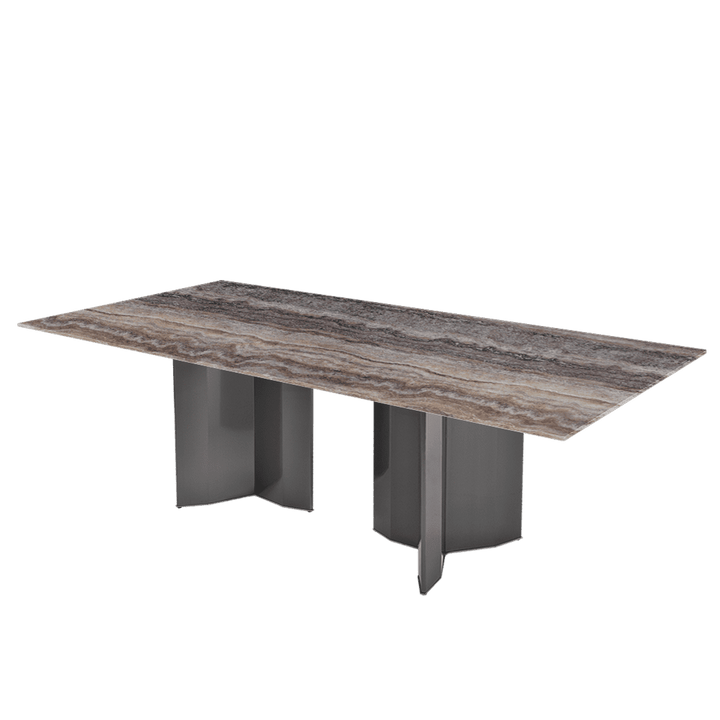 Rectangular Marble Dining Table 2.4×1.2m | Black Titanium Steel Base