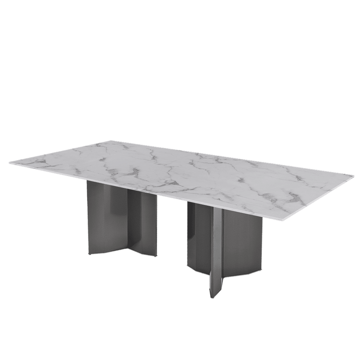 Rectangular Marble Dining Table 2.4×1.2m | Black Titanium Steel Base