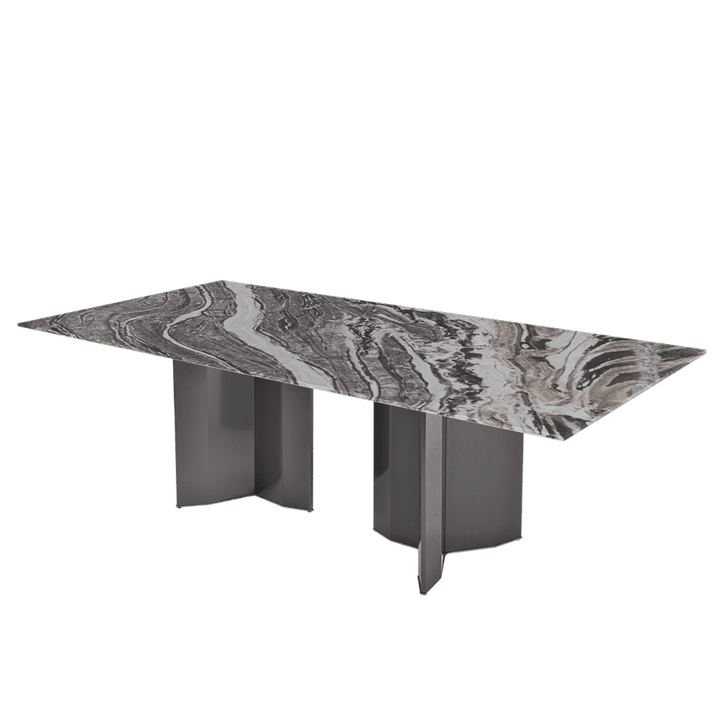 Rectangular Marble Dining Table 2.4×1.2m | Black Titanium Steel Base