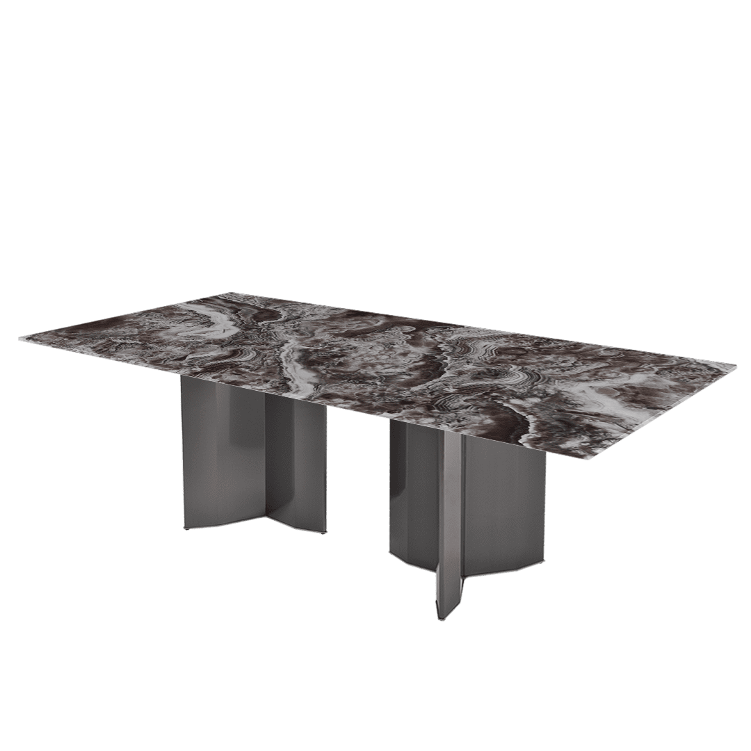 Rectangular Marble Dining Table 2.4×1.2m | Black Titanium Steel Base