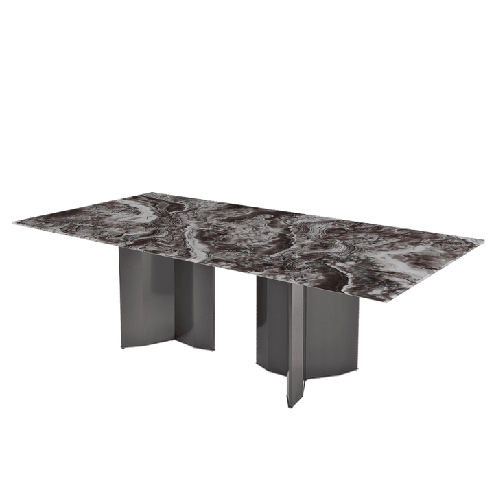 Rectangular Marble Dining Table 2.4×1.2m | Black Titanium Steel Base
