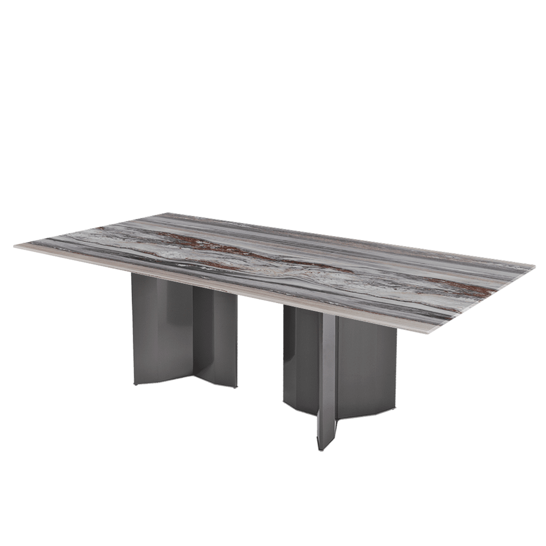 Rectangular Marble Dining Table 2.4×1.2m | Black Titanium Steel Base