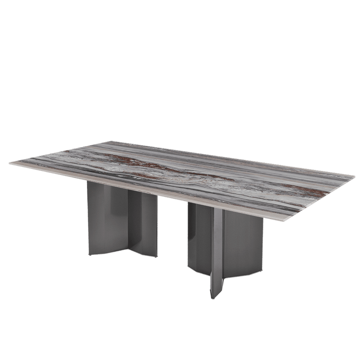 Rectangular Marble Dining Table 2.4×1.2m | Black Titanium Steel Base