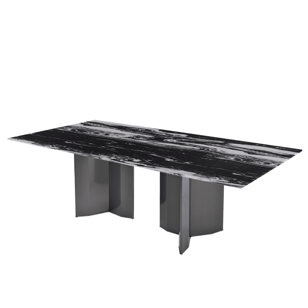 Rectangular Marble Dining Table 2.4×1.2m | Black Titanium Steel Base