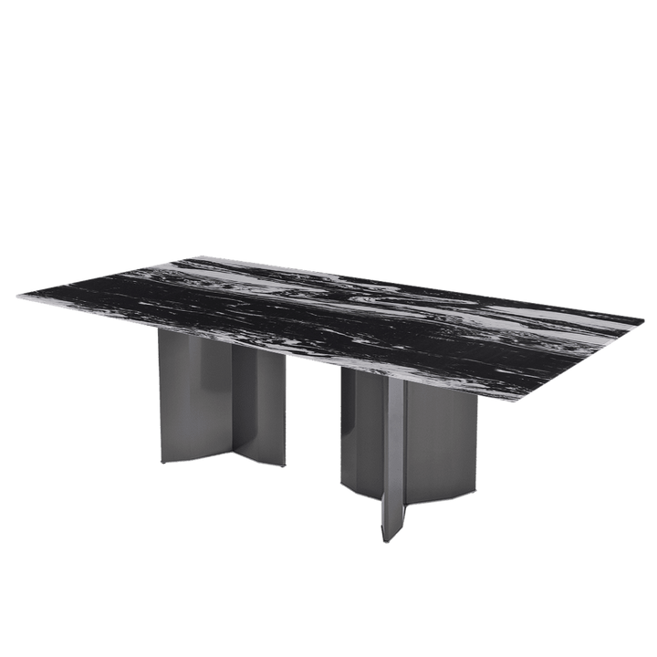 Rectangular Marble Dining Table 2.4×1.2m | Black Titanium Steel Base