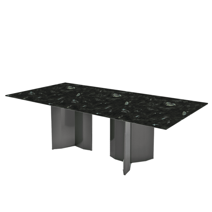 Rectangular Marble Dining Table 2.4×1.2m | Black Titanium Steel Base