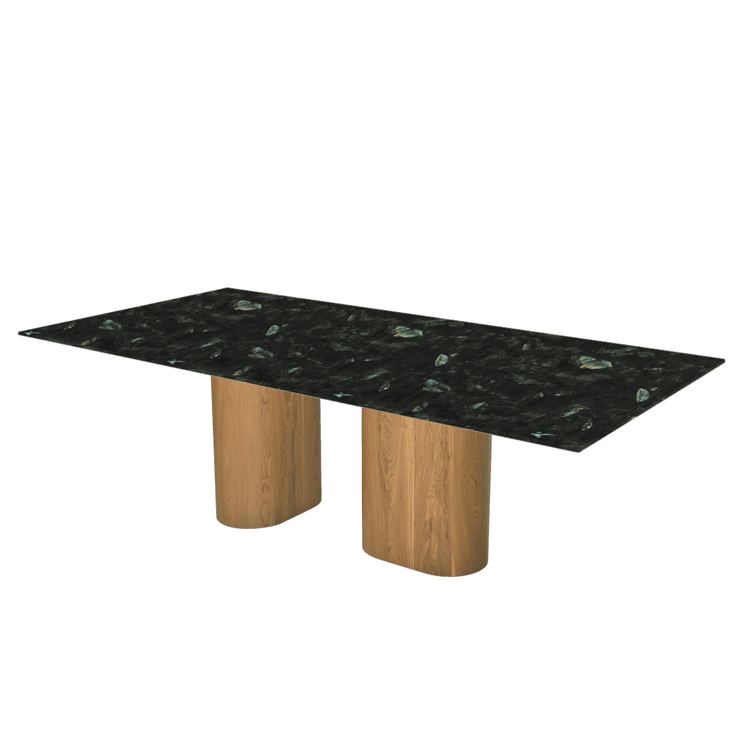 Oval Marble Dining Table 2.4×1.2m | Ash Wood Block Base