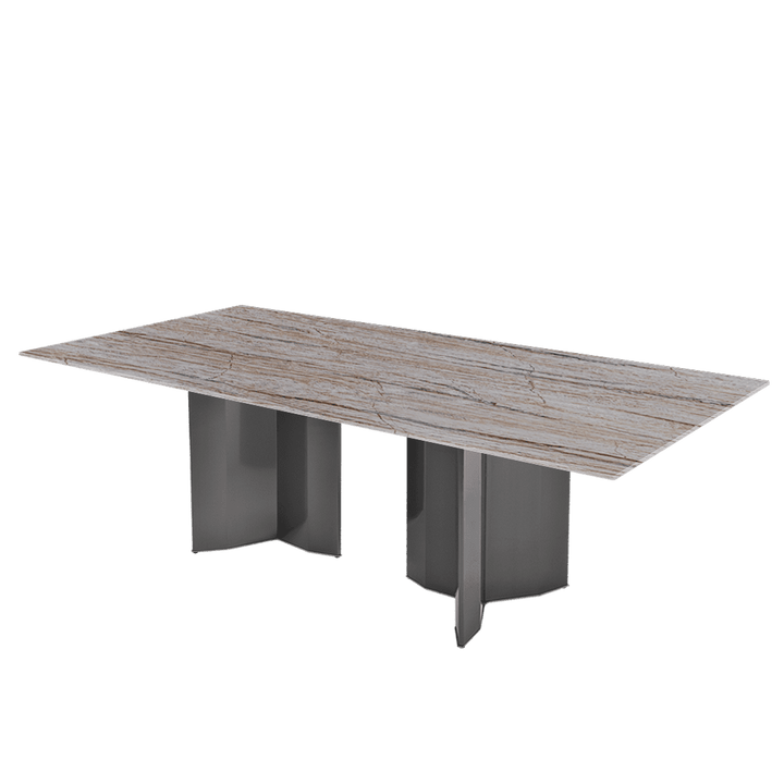 Rectangular Marble Dining Table 2.4×1.2m | Black Titanium Steel Base