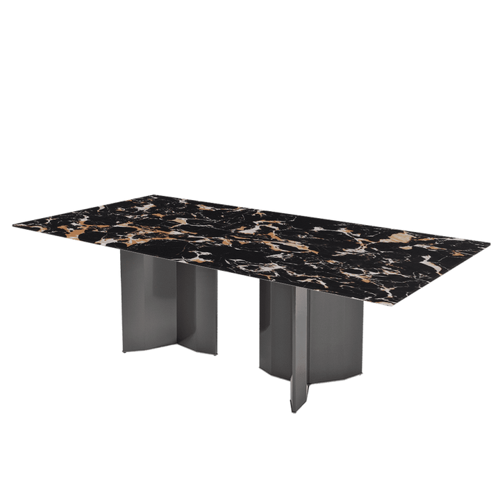 Rectangular Marble Dining Table 2.4×1.2m | Black Titanium Steel Base