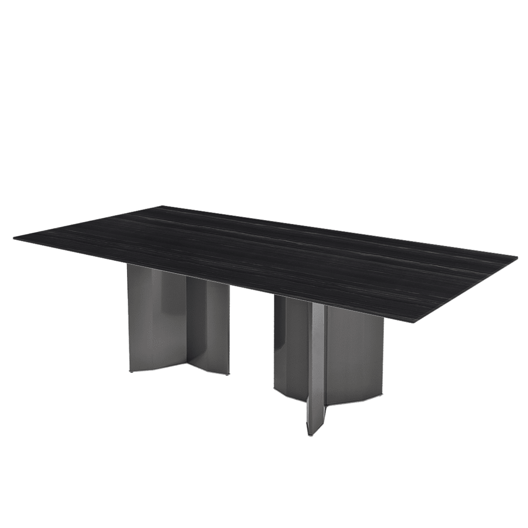 Rectangular Marble Dining Table 2.4×1.2m | Black Titanium Steel Base