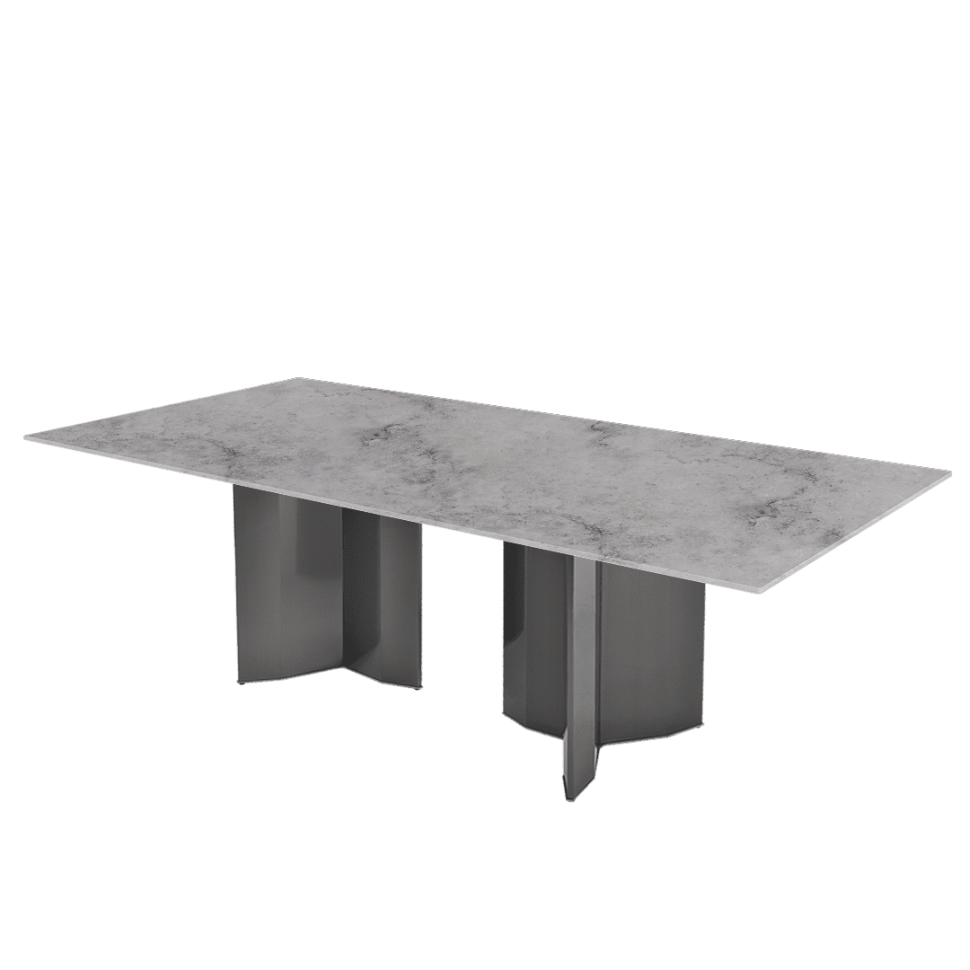 Rectangular Marble Dining Table 2.4×1.2m | Black Titanium Steel Base