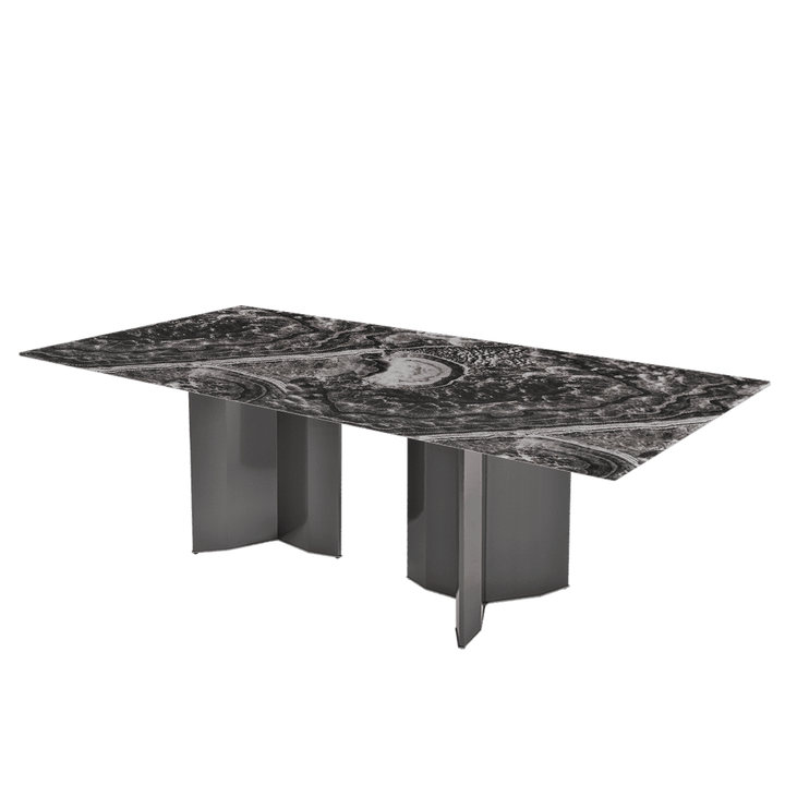 Rectangular Marble Dining Table 2.4×1.2m | Black Titanium Steel Base