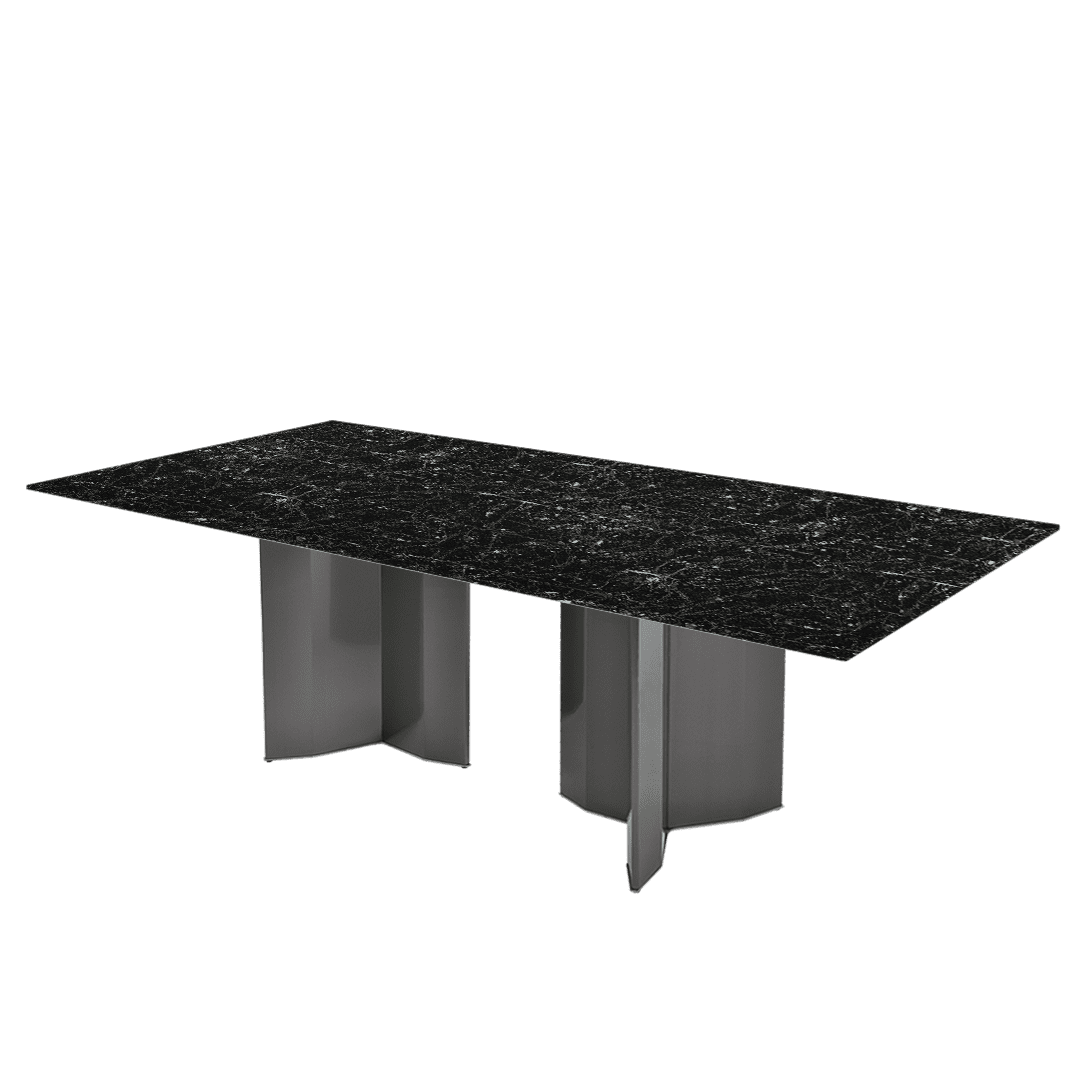 Rectangular Marble Dining Table 2.4×1.2m | Black Titanium Steel Base