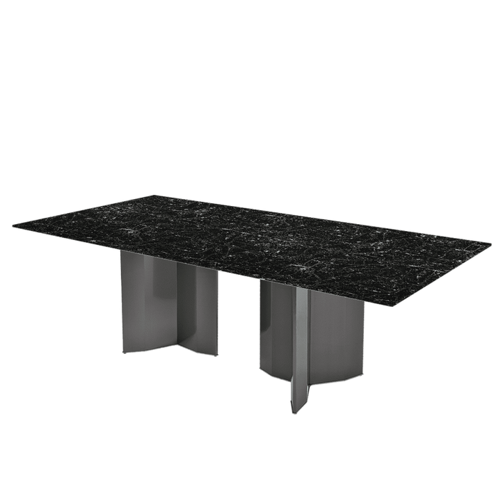 Rectangular Marble Dining Table 2.4×1.2m | Black Titanium Steel Base