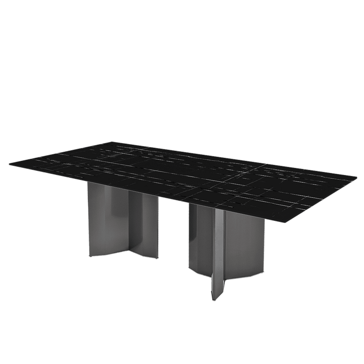 Rectangular Marble Dining Table 2.4×1.2m | Black Titanium Steel Base