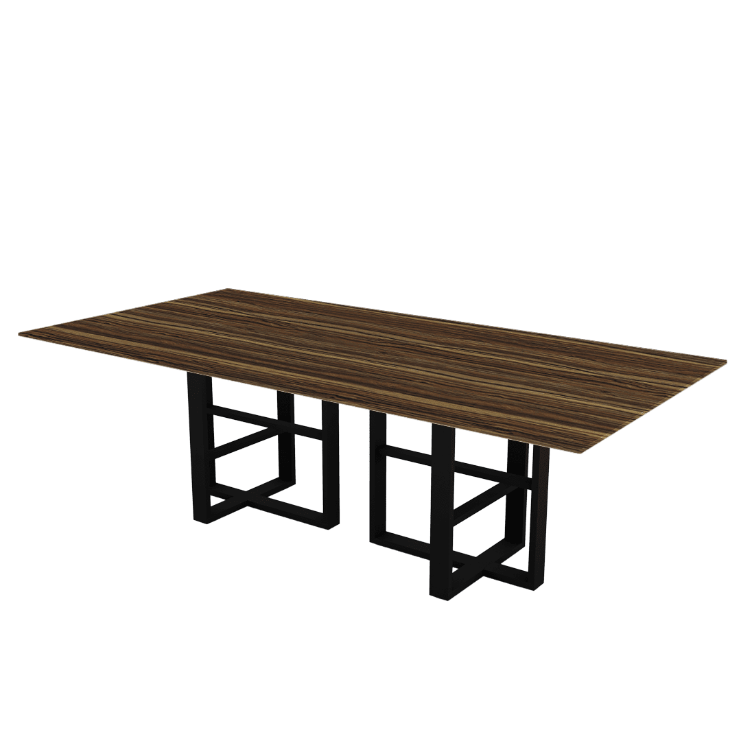 Rectangular Marble Dining Table 2.4×1.2m | Black Metal Trestle Base