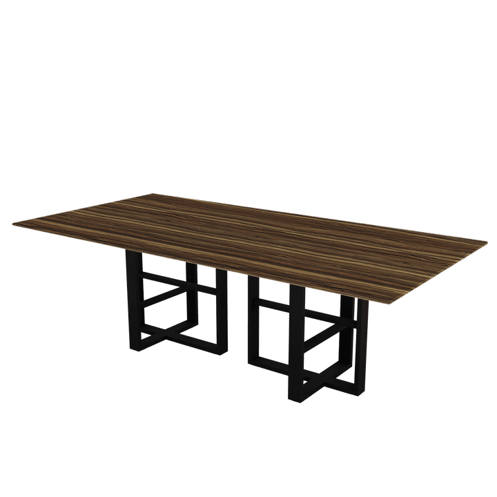 Rectangular Marble Dining Table 2.4×1.2m | Black Metal Trestle Base
