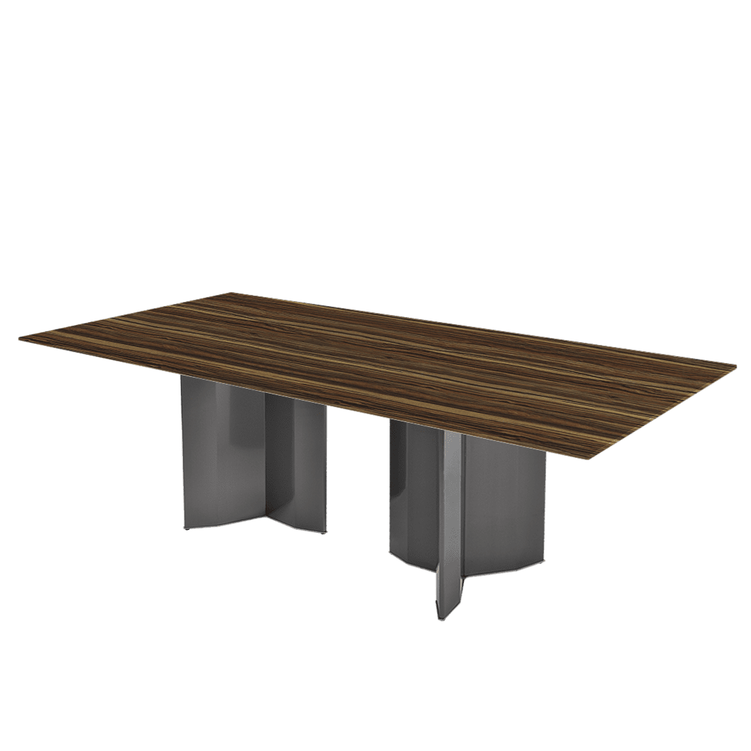 Rectangular Marble Dining Table 2.4×1.2m | Black Titanium Steel Base