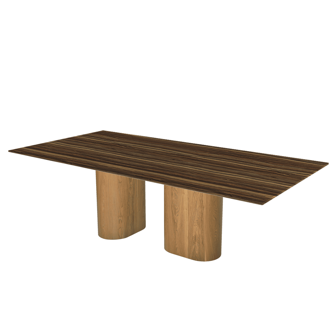 Oval Marble Dining Table 2.4×1.2m | Ash Wood Block Base