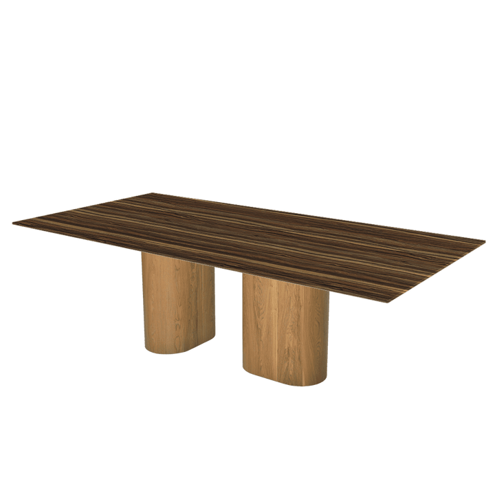Oval Marble Dining Table 2.4×1.2m | Ash Wood Block Base