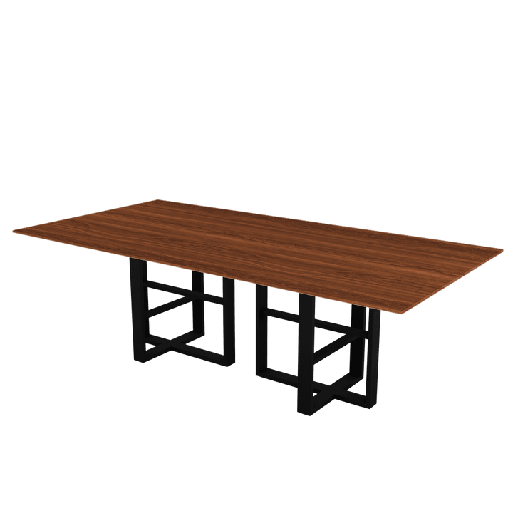 Rectangular Marble Dining Table 2.4×1.2m | Black Metal Trestle Base