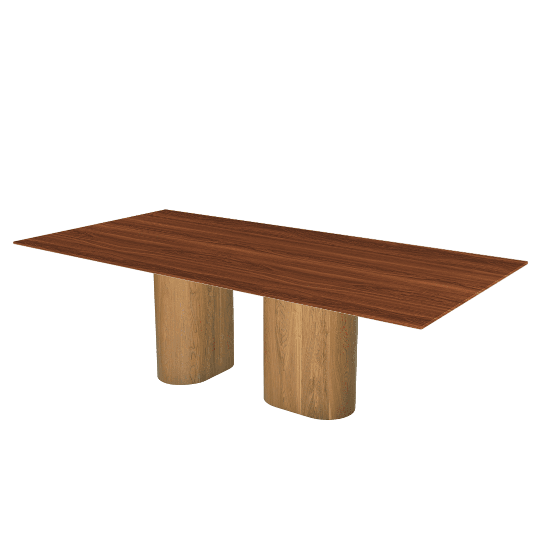 Oval Marble Dining Table 2.4×1.2m | Ash Wood Block Base
