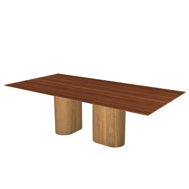 Oval Marble Dining Table 2.4×1.2m | Ash Wood Block Base